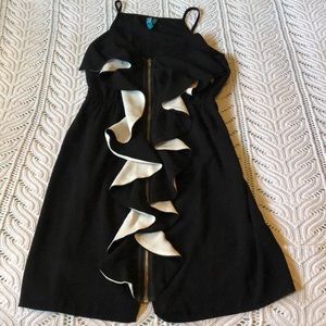 Classic Black and Cream Dress with Zipper